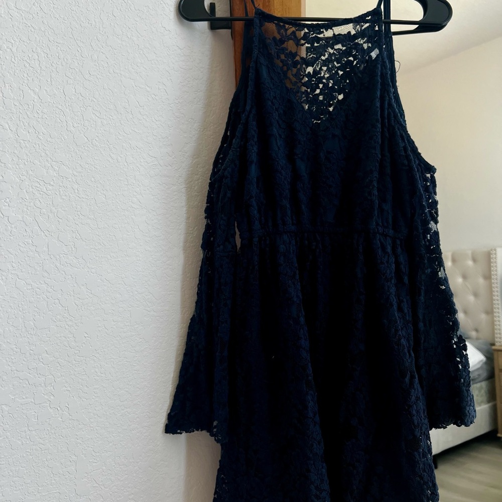 Abercrombie & Fitch Navy Lace Long Sleeve Dress